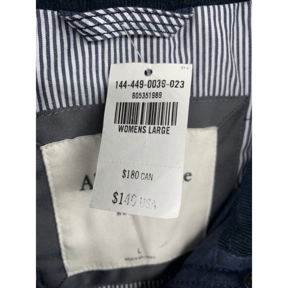 Ambercrombie & Fitch Womans Large Navy Wax Jacket Belted